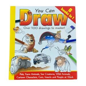 YOU CAN DRAW Learn Over 100 Drawings 8 Books Cars Animals Sea Insects Cartoon